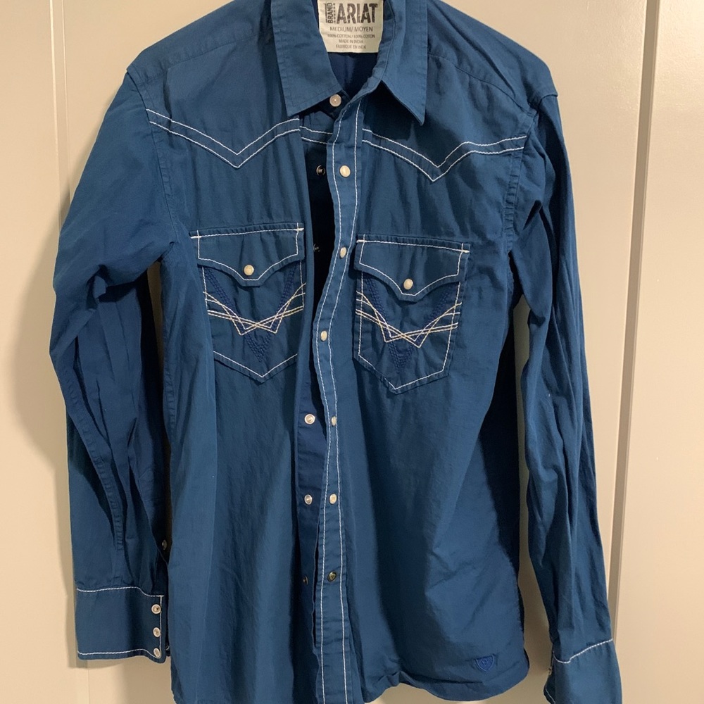 Men’s Ariat Blue Pearlsnap, long sleeve